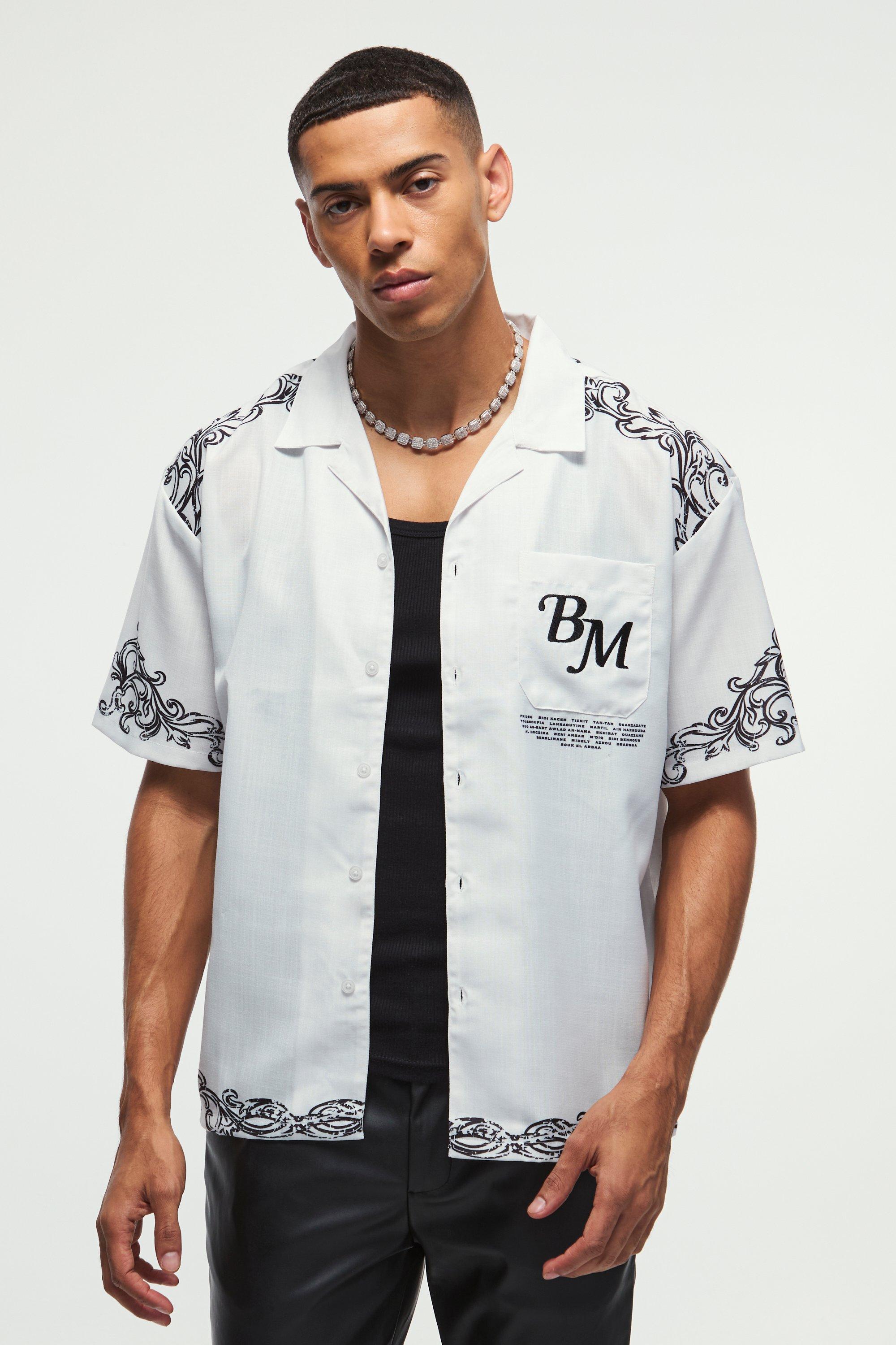 Oversized Back Printed Revere Shirt | boohooMAN USA Product Image