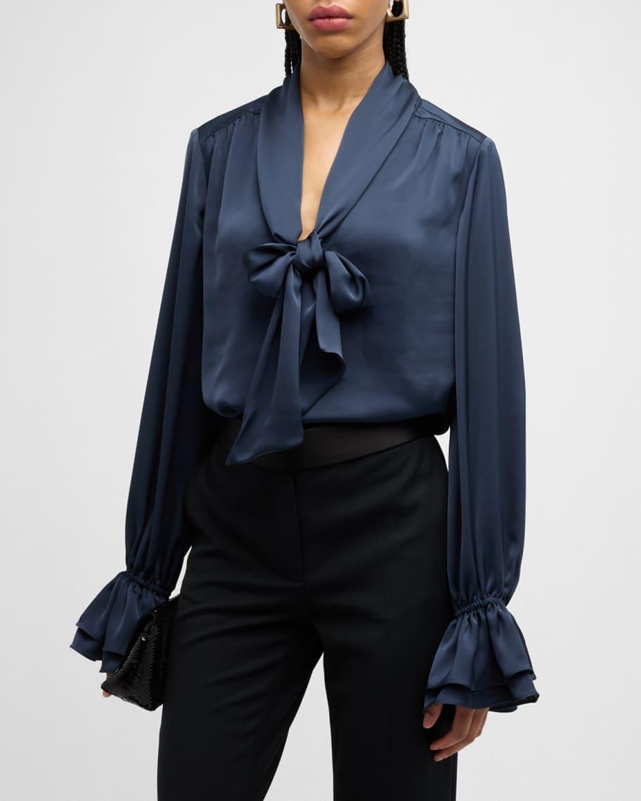 Tammy Satin Tie-Neck Blouse Product Image