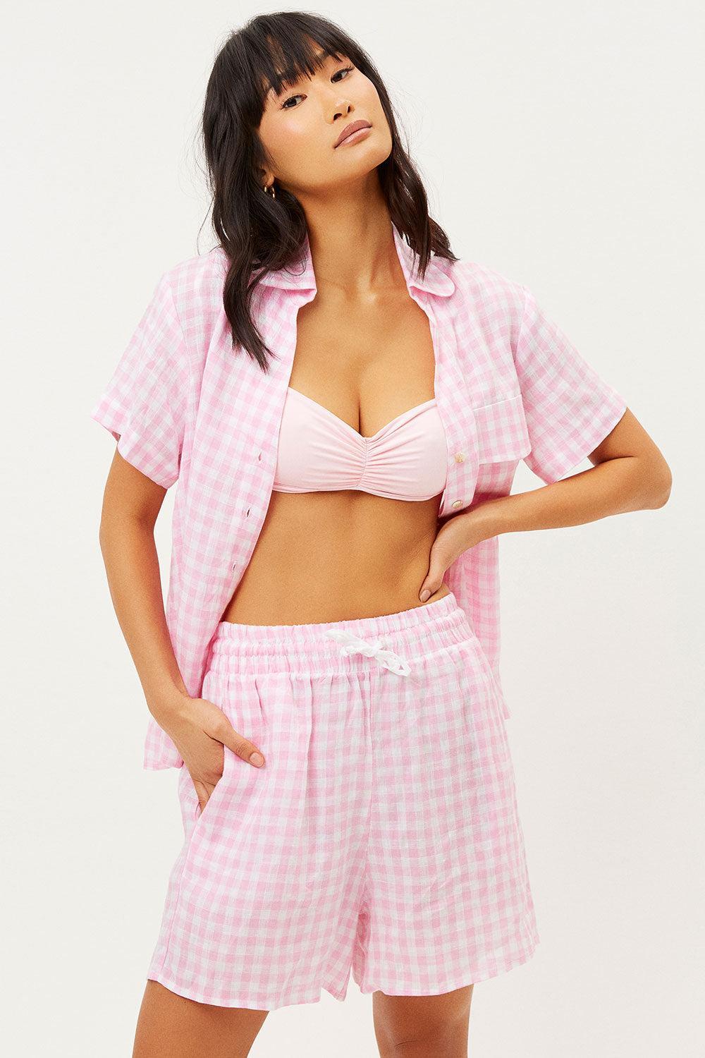 Lou Button Up Top - Pink Picnic Product Image