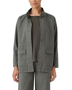 Eileen Fisher Stand Collar Organic Cotton Blend Jacket Product Image