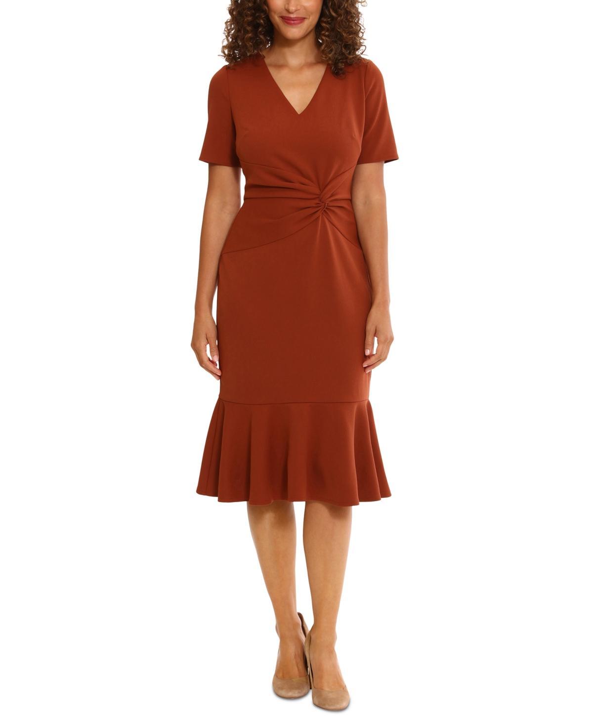 Womens London Times Flounce Midi Twist Dress Product Image