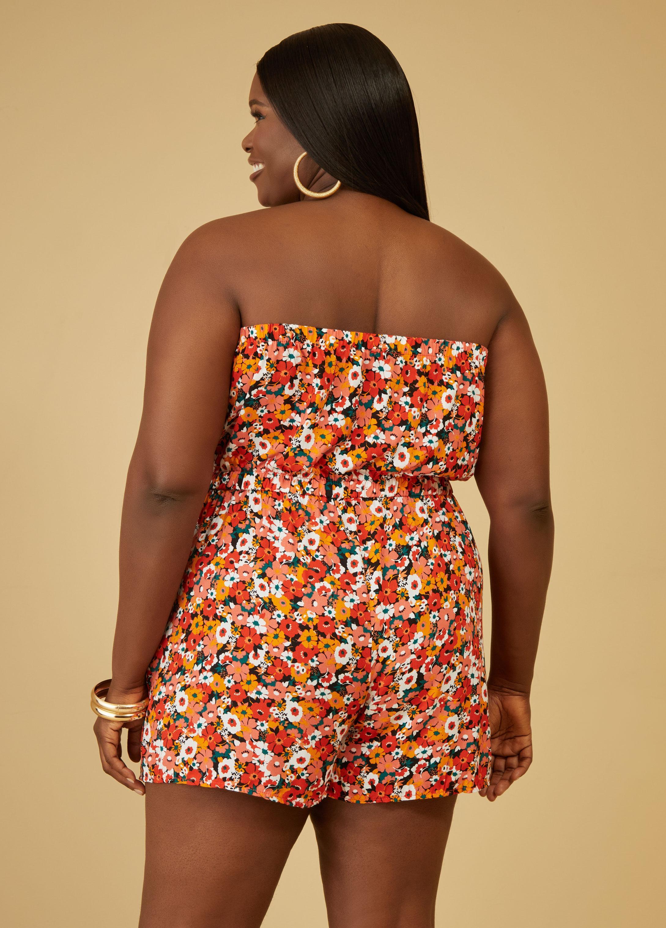 Floral Print Strapless Romper Product Image