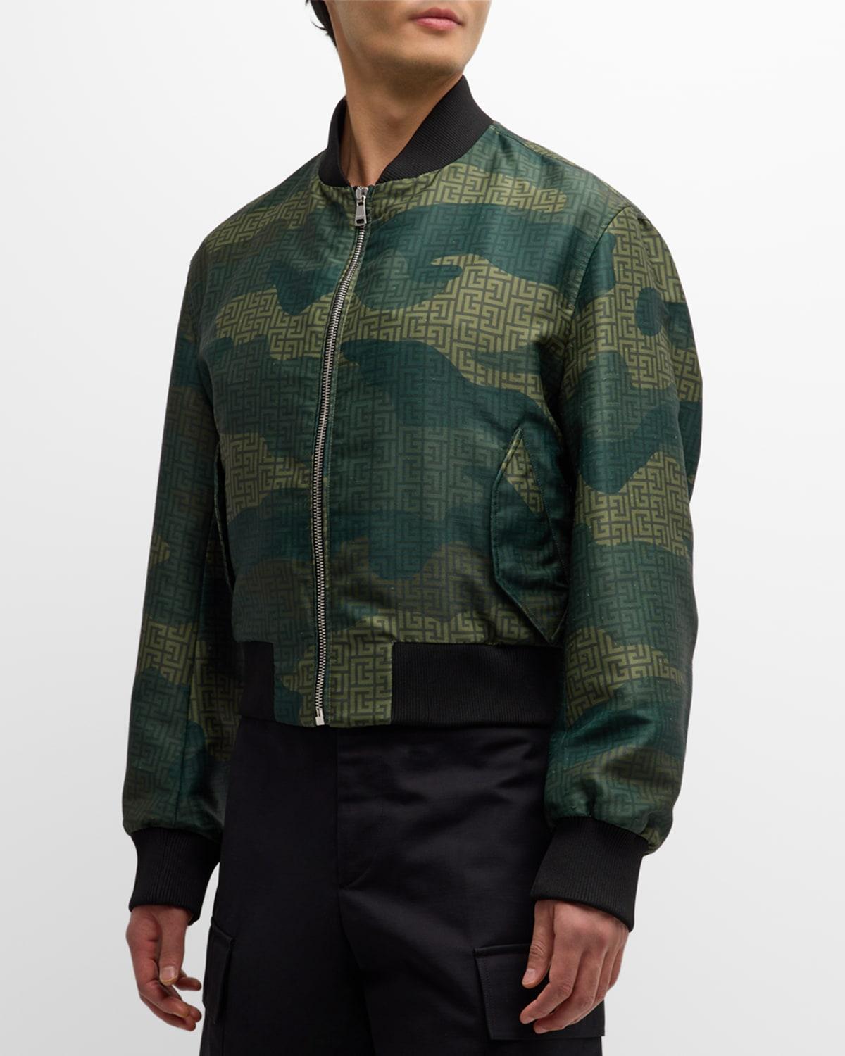 Men's Camo Monogram Shantung Bomber Jacket Product Image