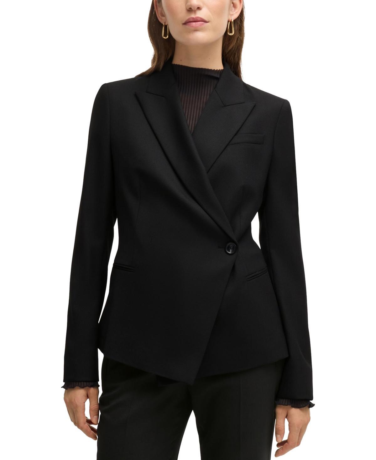 Boss by Hugo Boss Womens Wool-Blend Twill Slim-Fit Jacket Product Image