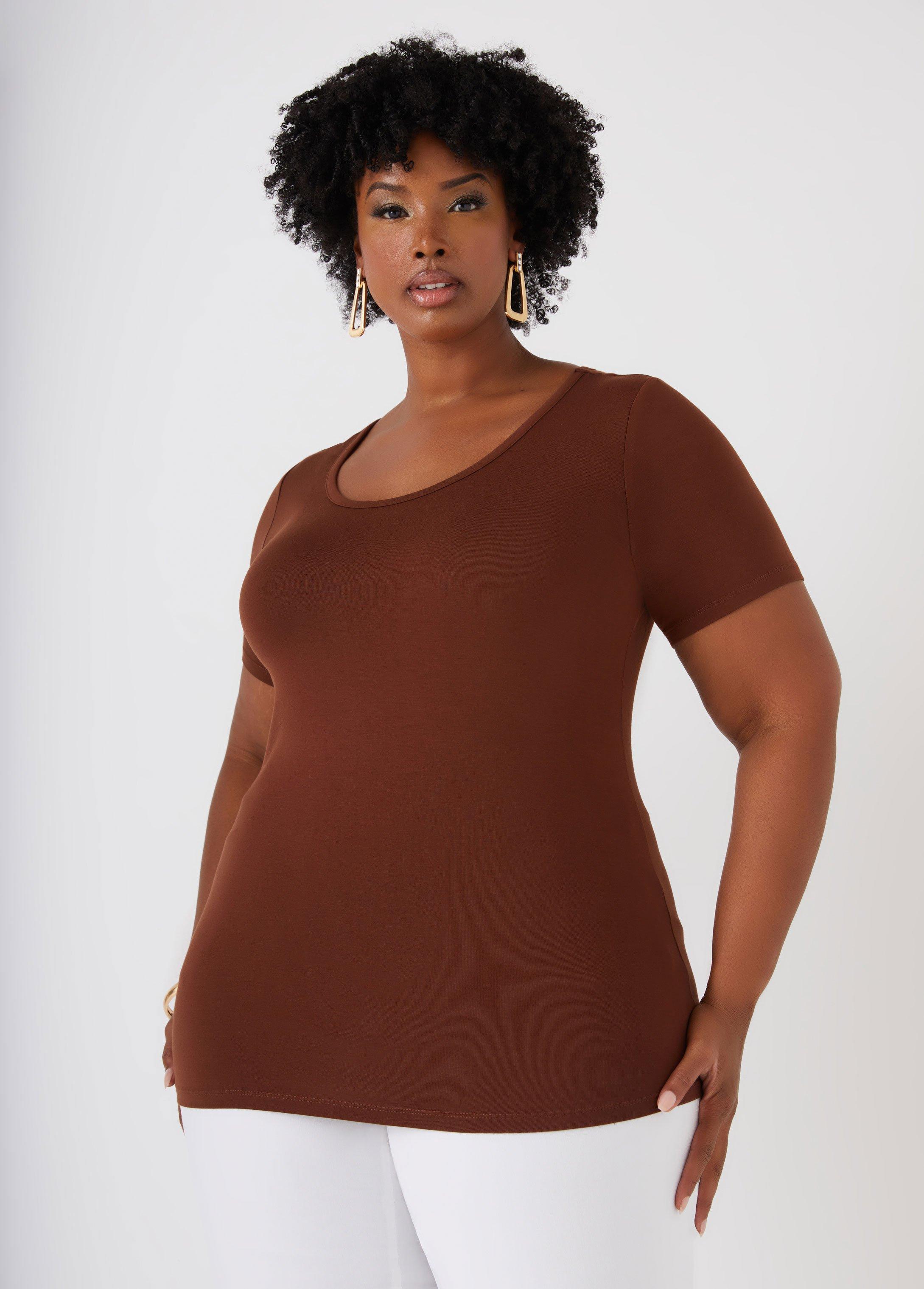 Plus Size Jersey Scoop Neck Tee, - Ashley Stewart Product Image