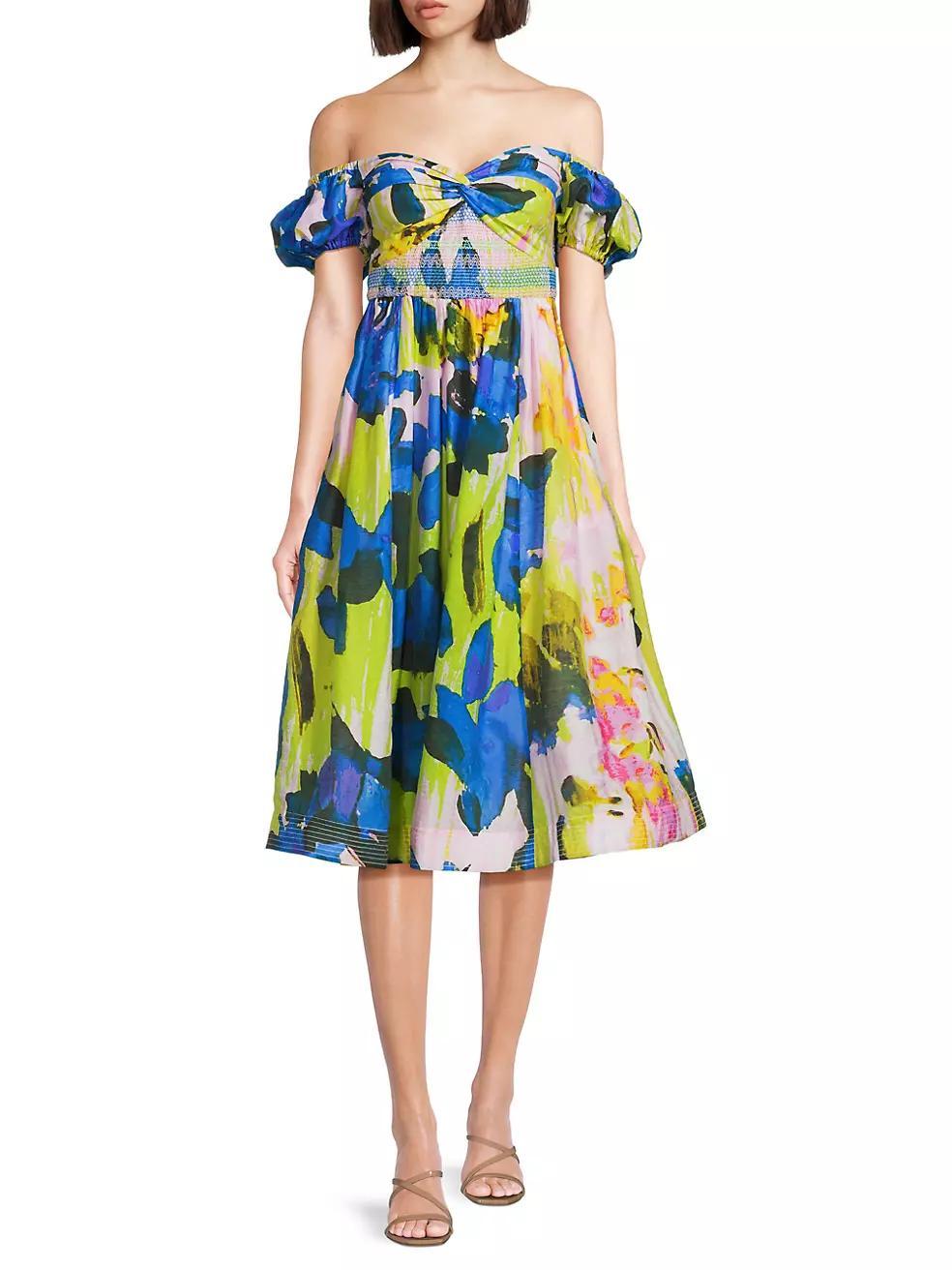 Floral Off-The-Shoulder Midi-Dress Product Image