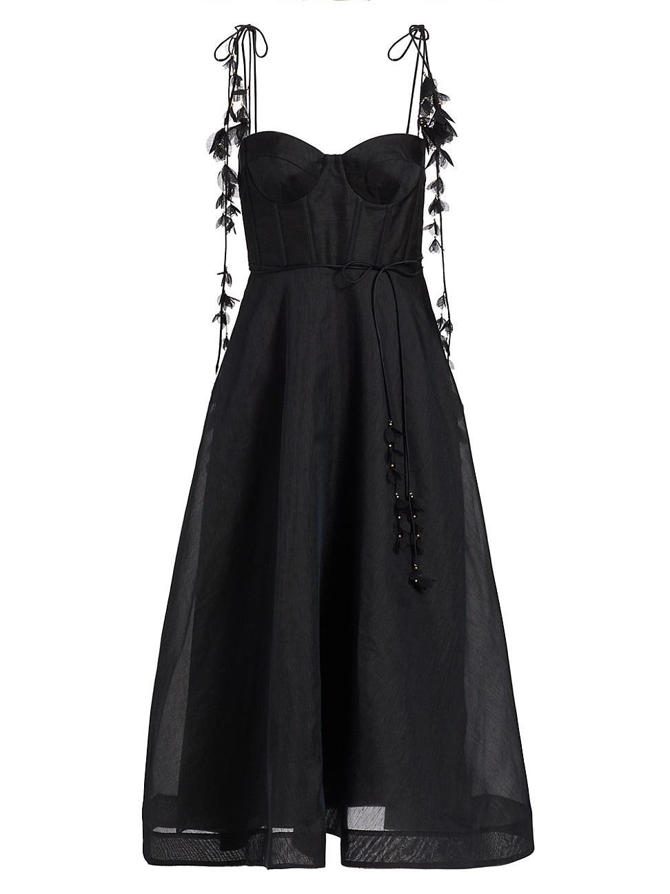 Zimmermann Natura Linen & Silk Organza Corset Midi Dress Product Image