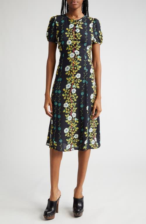 Etro Placed Floral Print Puff Sleeve Dress Product Image