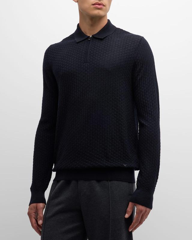 Mens Textured Quarter-Zip Polo Sweater Product Image