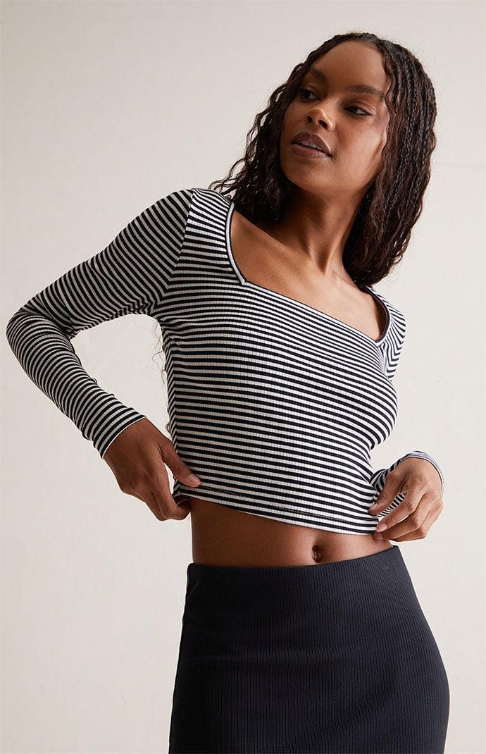 Est. PAC 1980 Women's Square Neck Long Sleeve Top in Black/White - Product Image