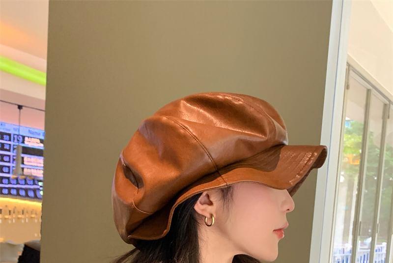 Faux Leather Newsboy Hat product image