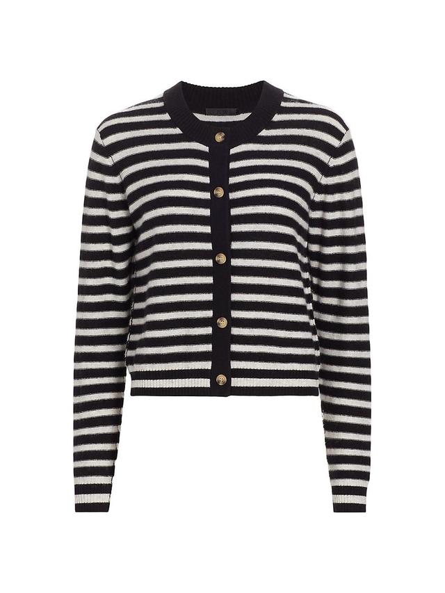 Womens Stripe Wool-Cashmere Cardigan Product Image