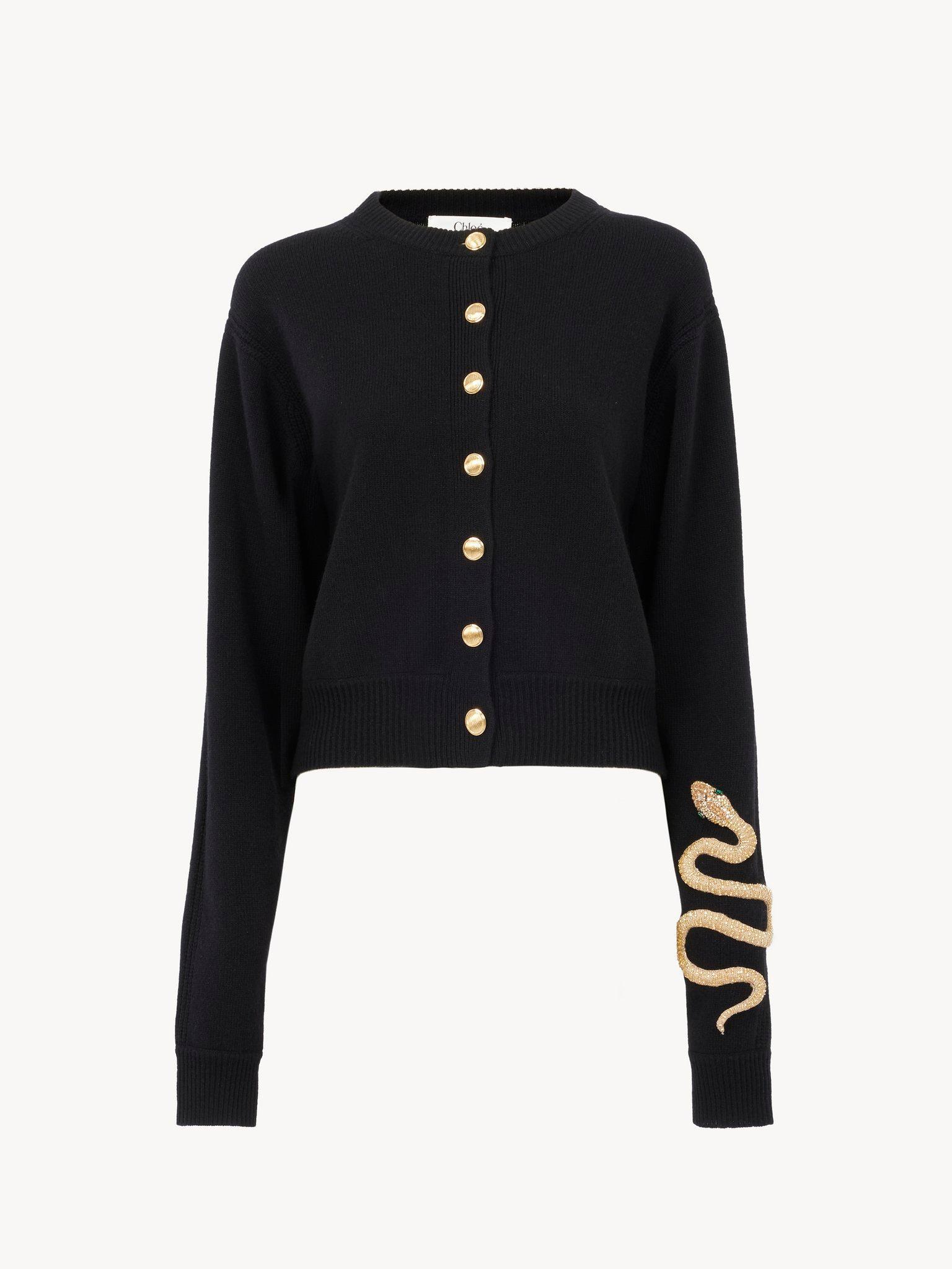 Embroidered cardigan in wool & cashmere knit Product Image