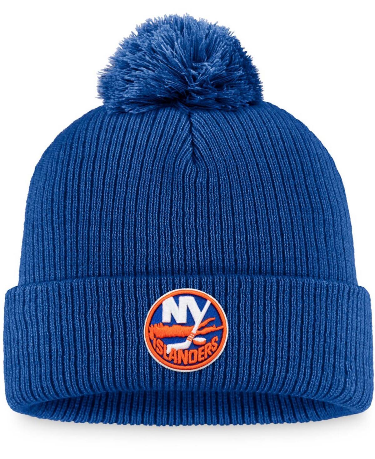 Mens Fanatics Branded Royal New York Islanders Core Primary Logo Cuffed Knit Hat with Pom Product Image