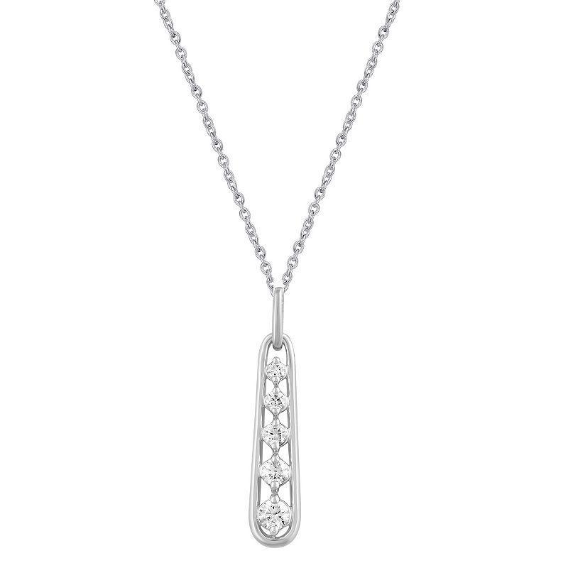 Royal Aura Sterling Silver 1/4 Carat T.W. Diamond Drop Pendant Necklace, Womens Product Image