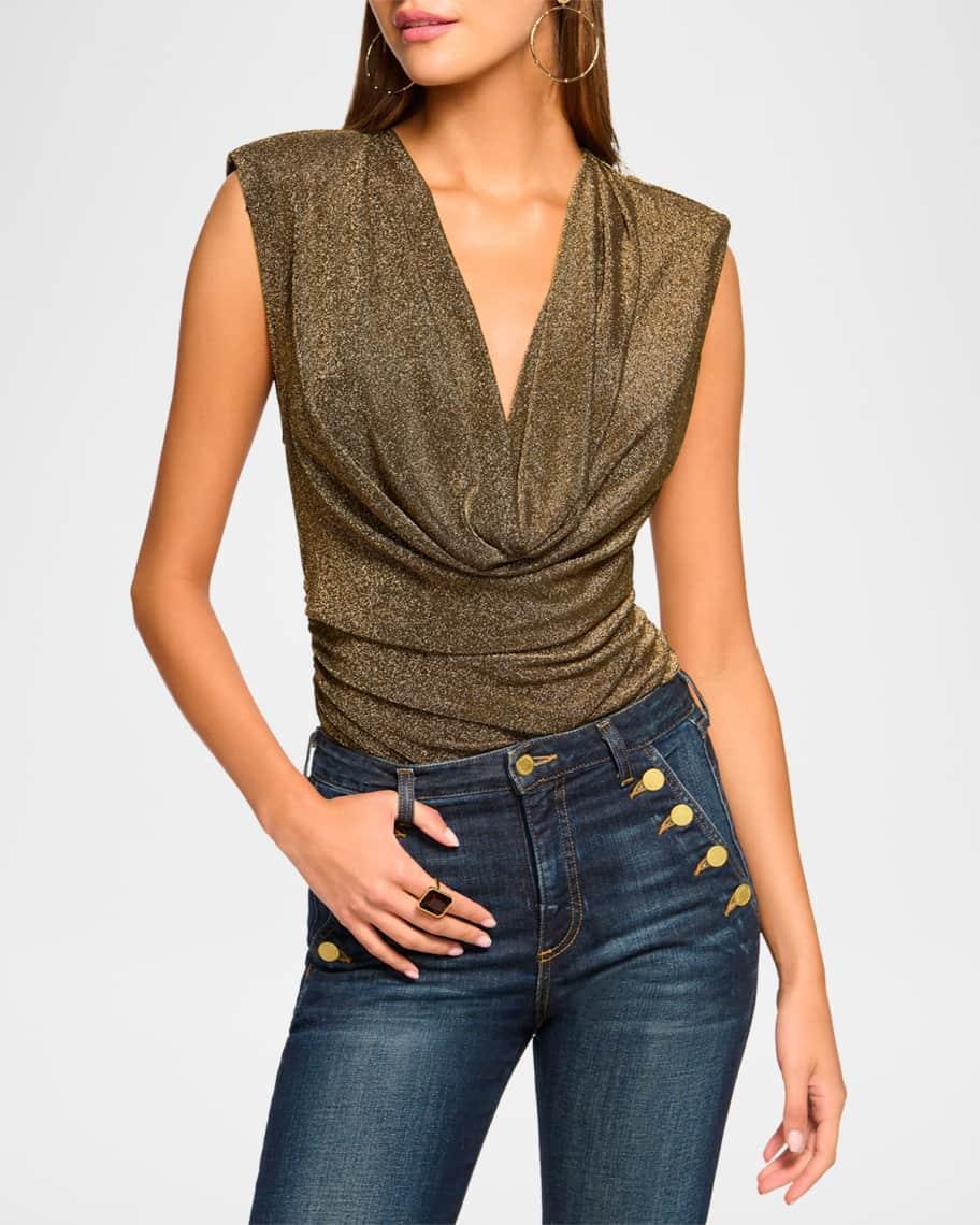 Consuela Metallic Cowl-Neck Blouse Product Image