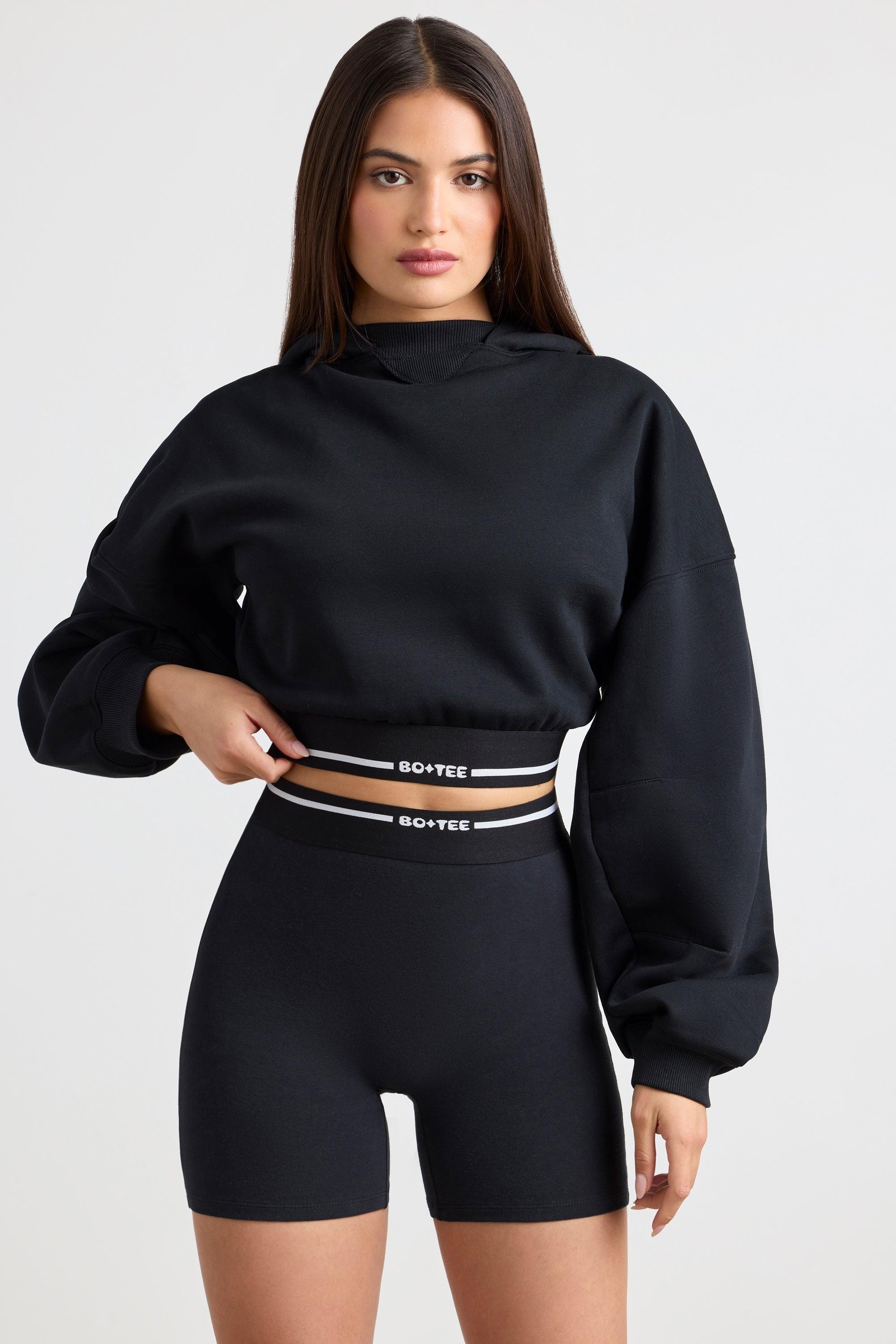 Cropped Hoodie in Black Product Image