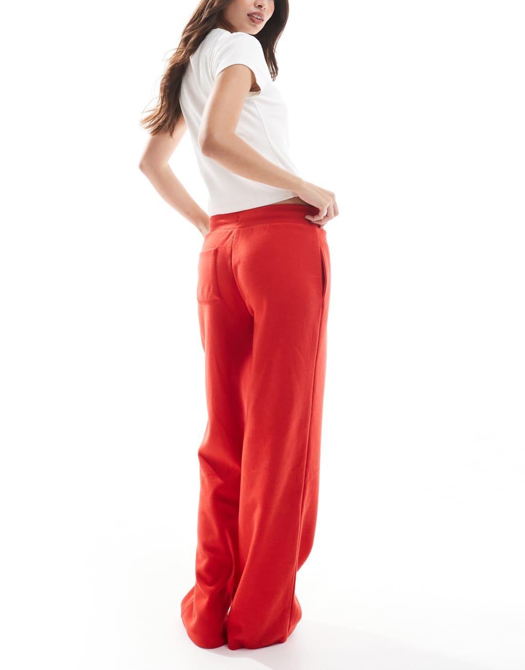 ASOS DESIGN supersoft drawstring wide leg sweatpants in red Product Image