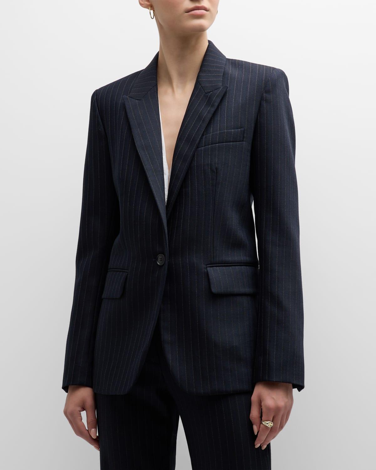 Womens Adele Pinstriped Wool-Blend Blazer Product Image