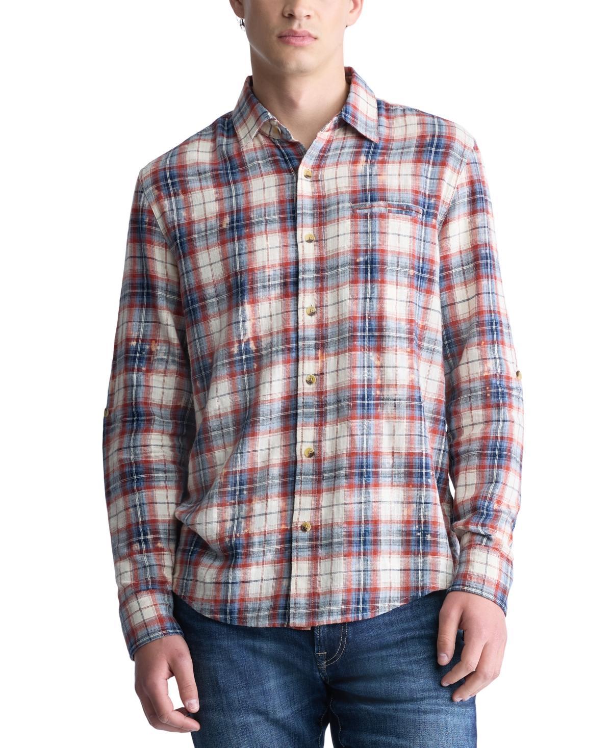 Buffalo David Bitton Mens Simbio Plaid Long Sleeve Button-Front Distressed Shirt Product Image