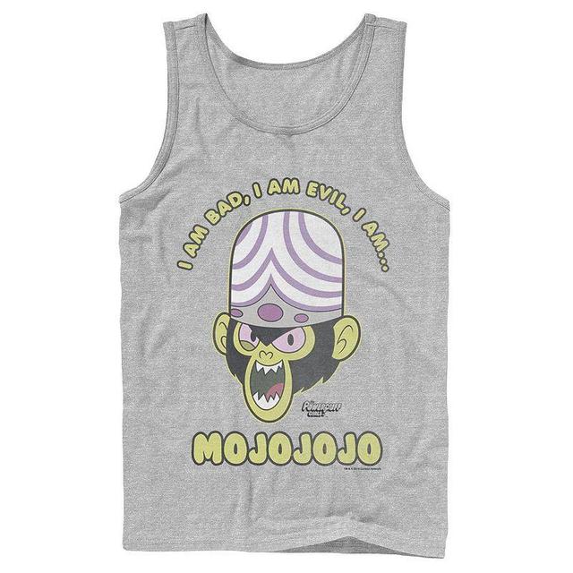 Mens Cartoon Network Mojo Intro I Am Bad, I Am Evil, I Am... MOJOJOJO Tank Top Athletic Grey Product Image