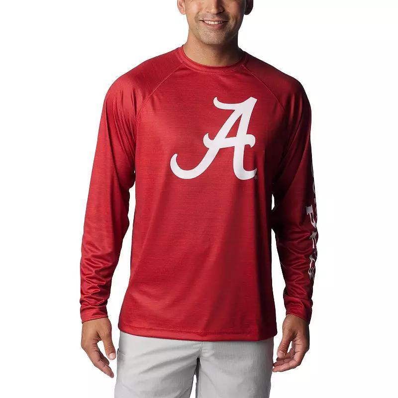 Mens Columbia Crimson Alabama Crimson Tide Big & Tall Terminal Tackle Raglan Omni-Shade Long Sleeve T-Shirt Product Image