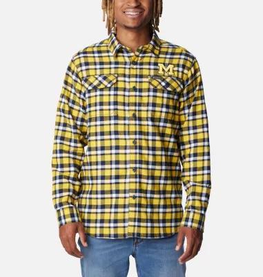 Mens Columbia Maize Michigan Wolverines Flare Flannel Long Sleeve Shirt Product Image