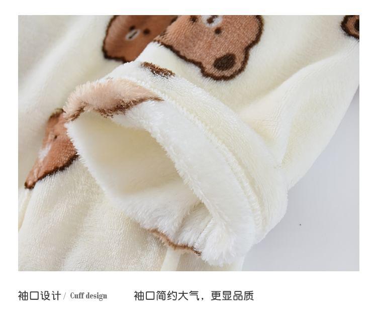 Couple Matching Bear Fleece Pajama Set Product Image