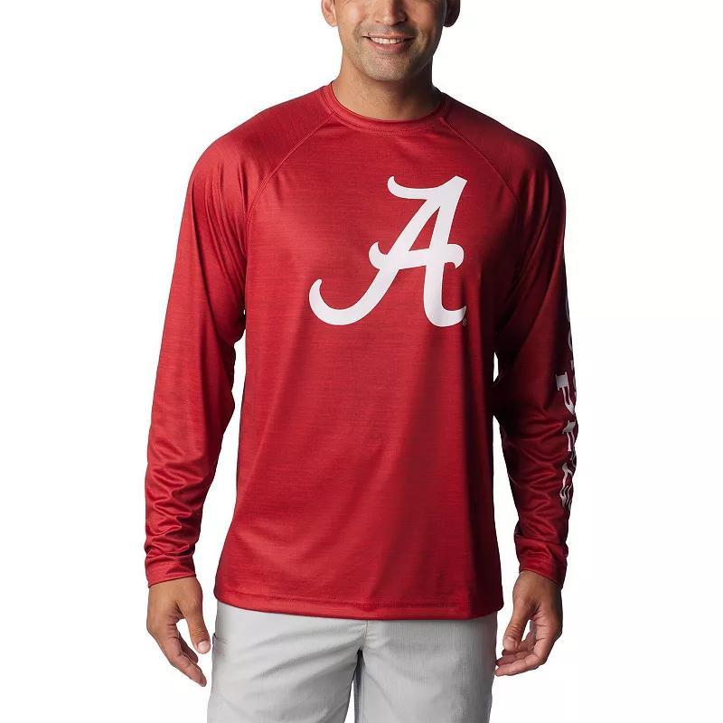 Mens Columbia Crimson Alabama Crimson Tide PFG Terminal Tackle Omni-Shade Raglan Long Sleeve T-Shirt Product Image