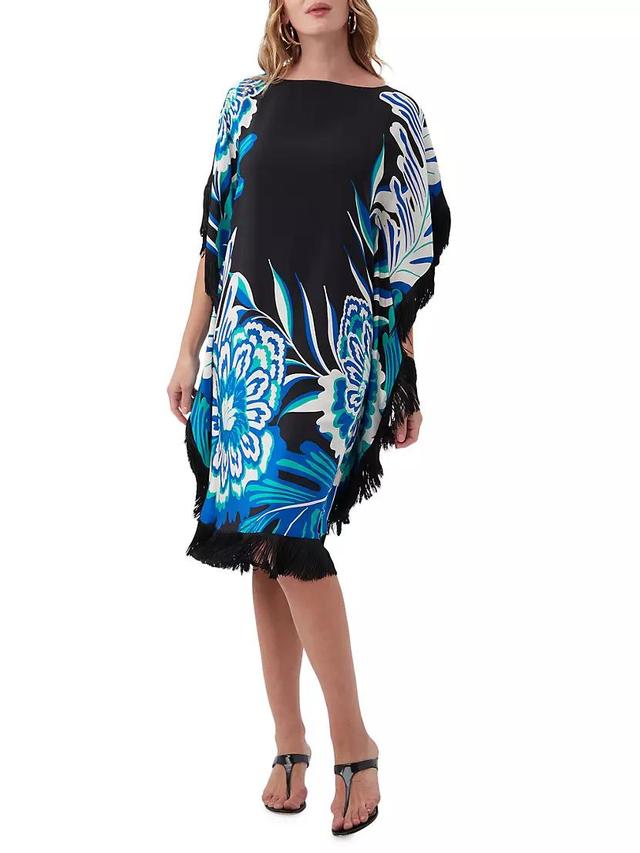 Global Fringe Silk Caftan Dress Product Image