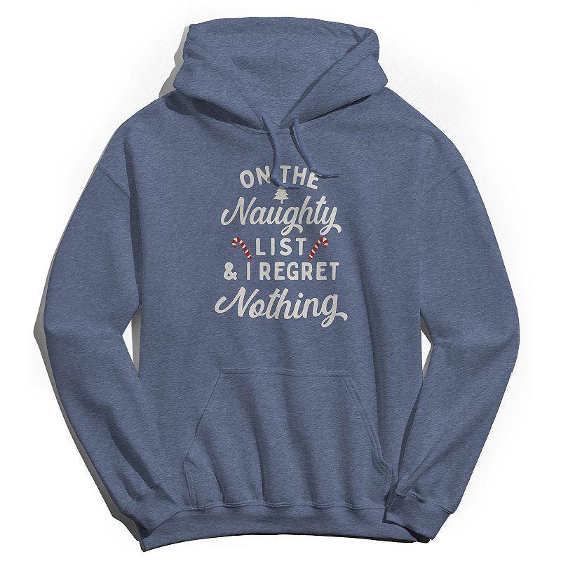 Mens On the Naughty List Hoodie, Womens Navy Grey Product Image