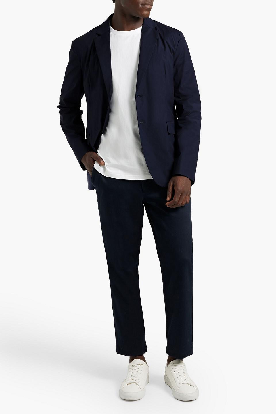 Cotton-poplin Blazer In Navy Product Image