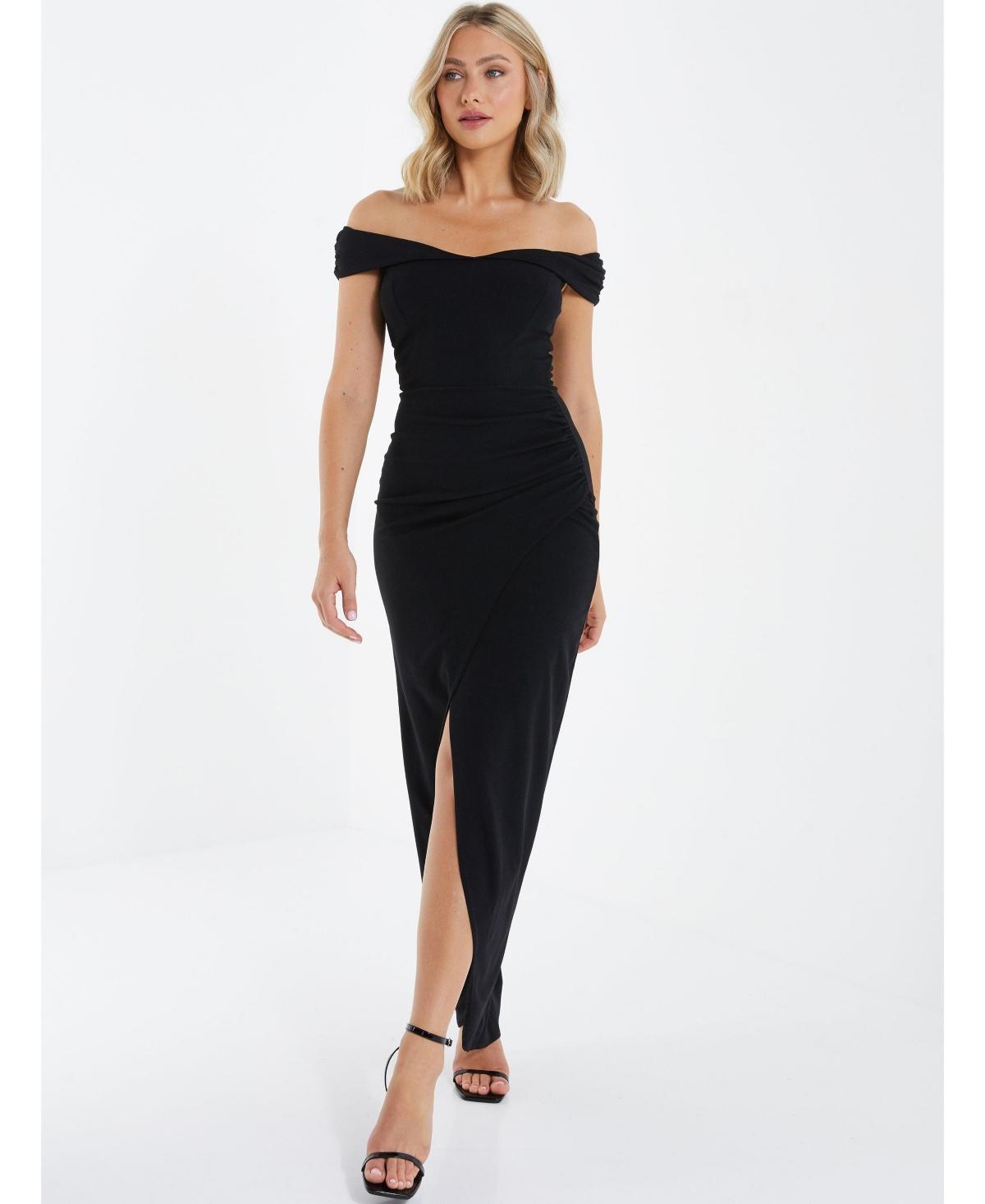 Quiz Womens Bardot High Slit Maxi Dress Product Image