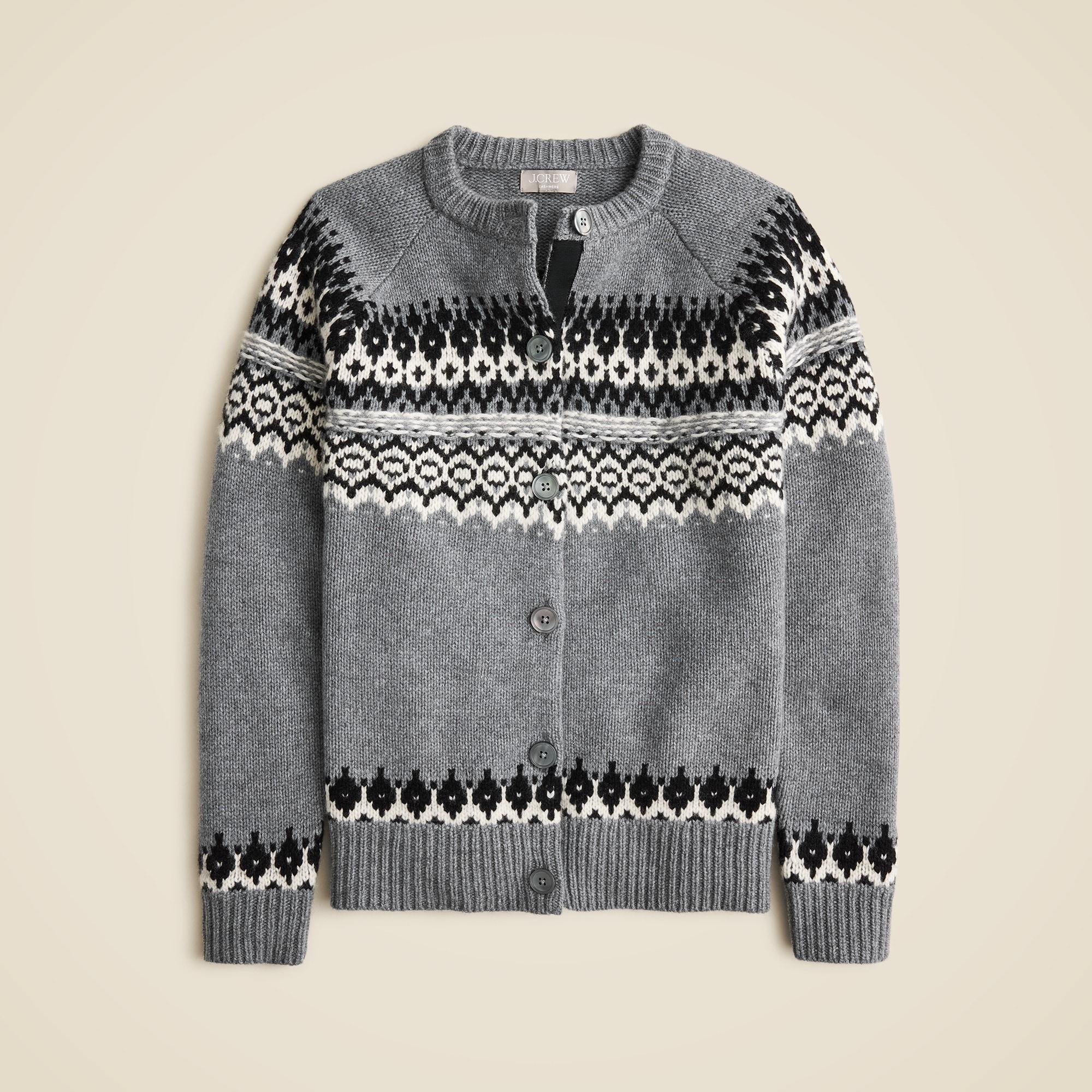 Cashmere relaxed Fair Isle cardigan sweater Product Image