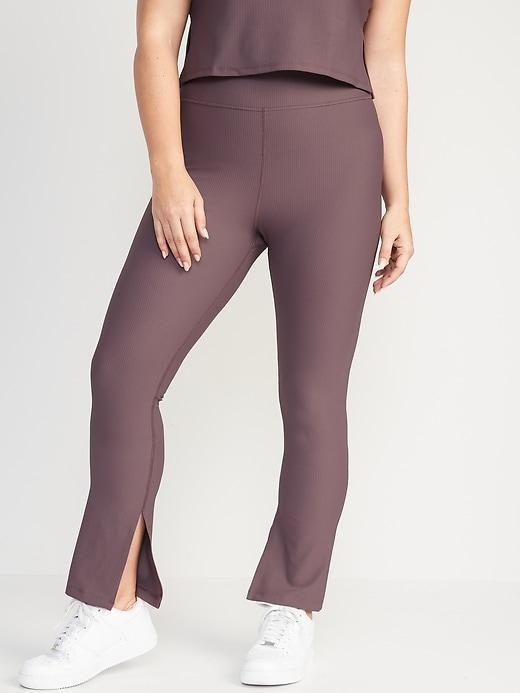 Extra High-Waisted PowerSoft Ribbed Flare Leggings Product Image