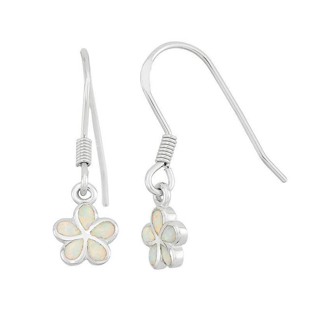 Lab-Created Opal Sterling Silver Flower Drop Earrings, Womens, White Product Image