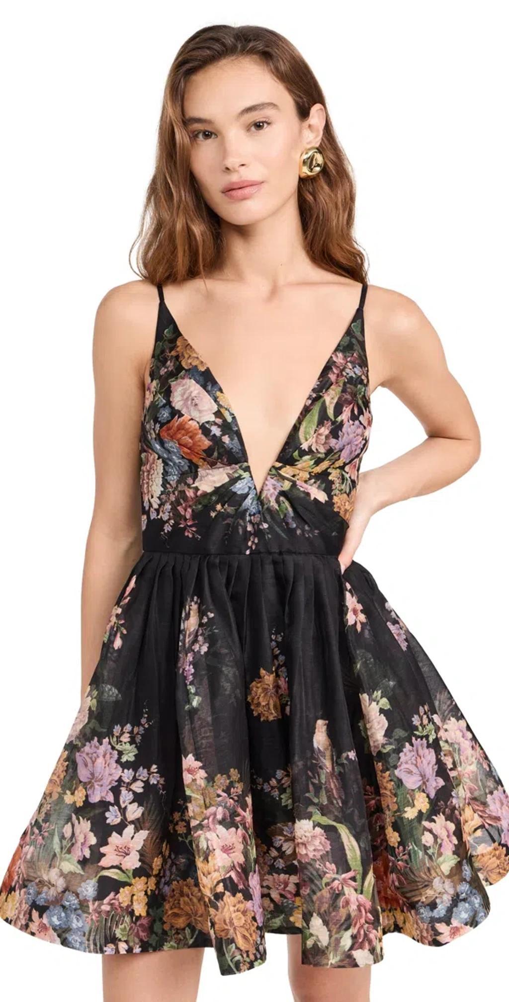 Pavilion V Neck Mini Dress Black Multi Floral Product Image