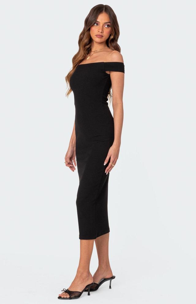 Edikted Women's Kyla Off Shoulder Ribbed Midi Dress Product Image