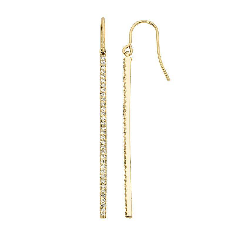 1 Carat T.W. Diamond 14k Gold Stick Drop Earrings, Womens, Pink Product Image