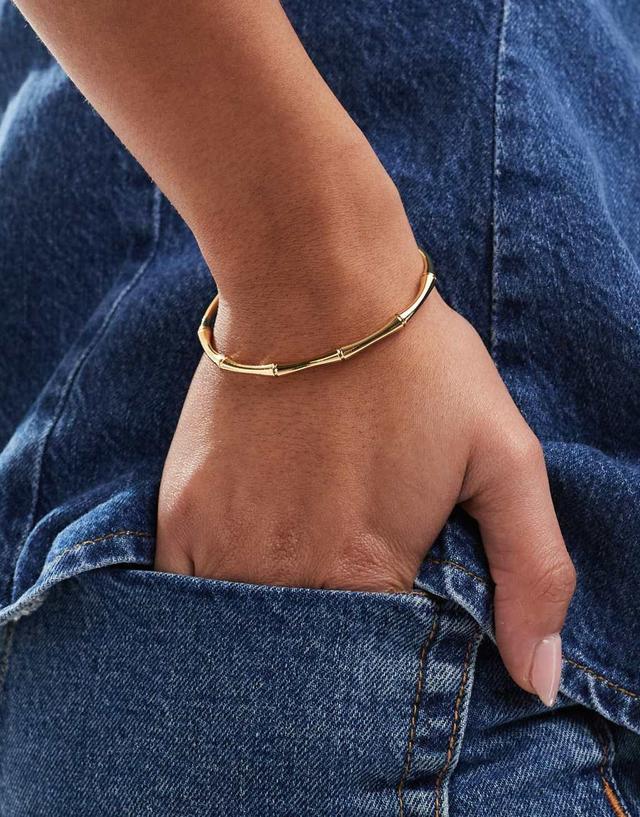 ASOS DESIGN 14k gold plated cuff bracelet with bamboo detail Product Image