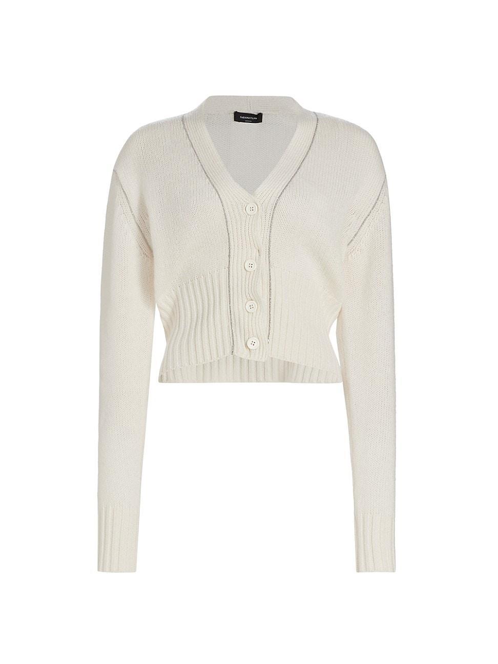 Womens Cashmere V-Neck Crop Cardigan Product Image