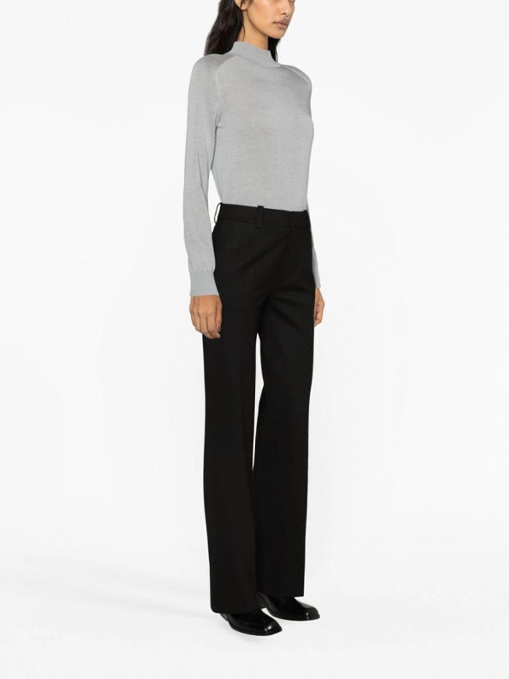 High-waist Cotton Trousers In Black Product Image