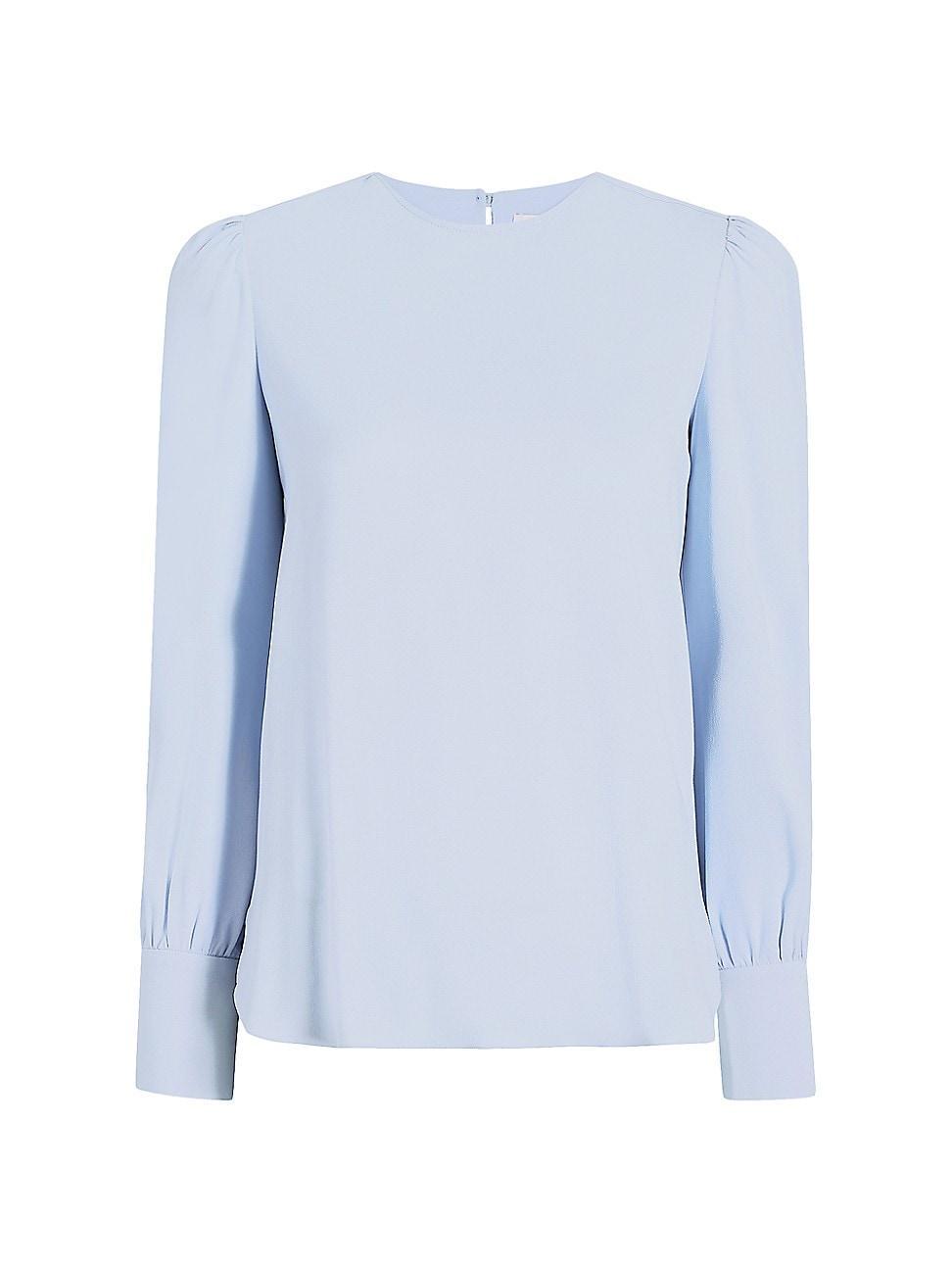 Womens Gathered Sleeve Crewneck Blouse Product Image