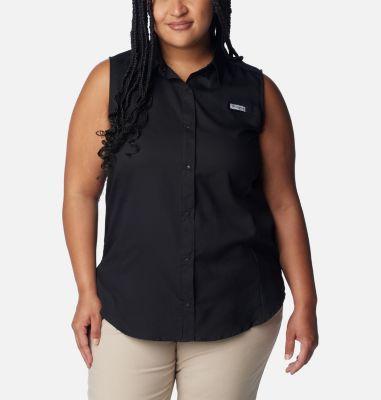 Columbia Plus Size Tamiami Sleeveless Shirt (Black) Women's Sleeveless Product Image