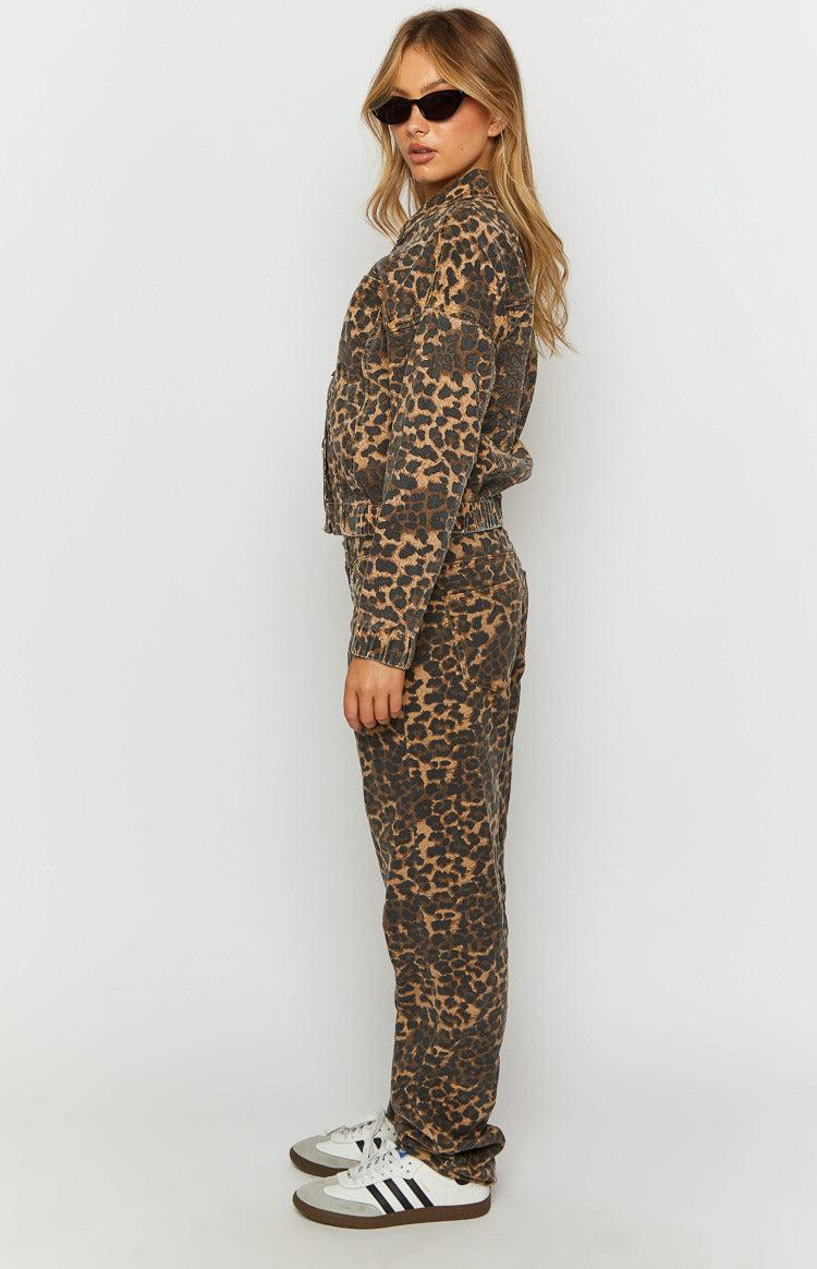 Lioness Carmela Leopard Print Denim Jacket Product Image