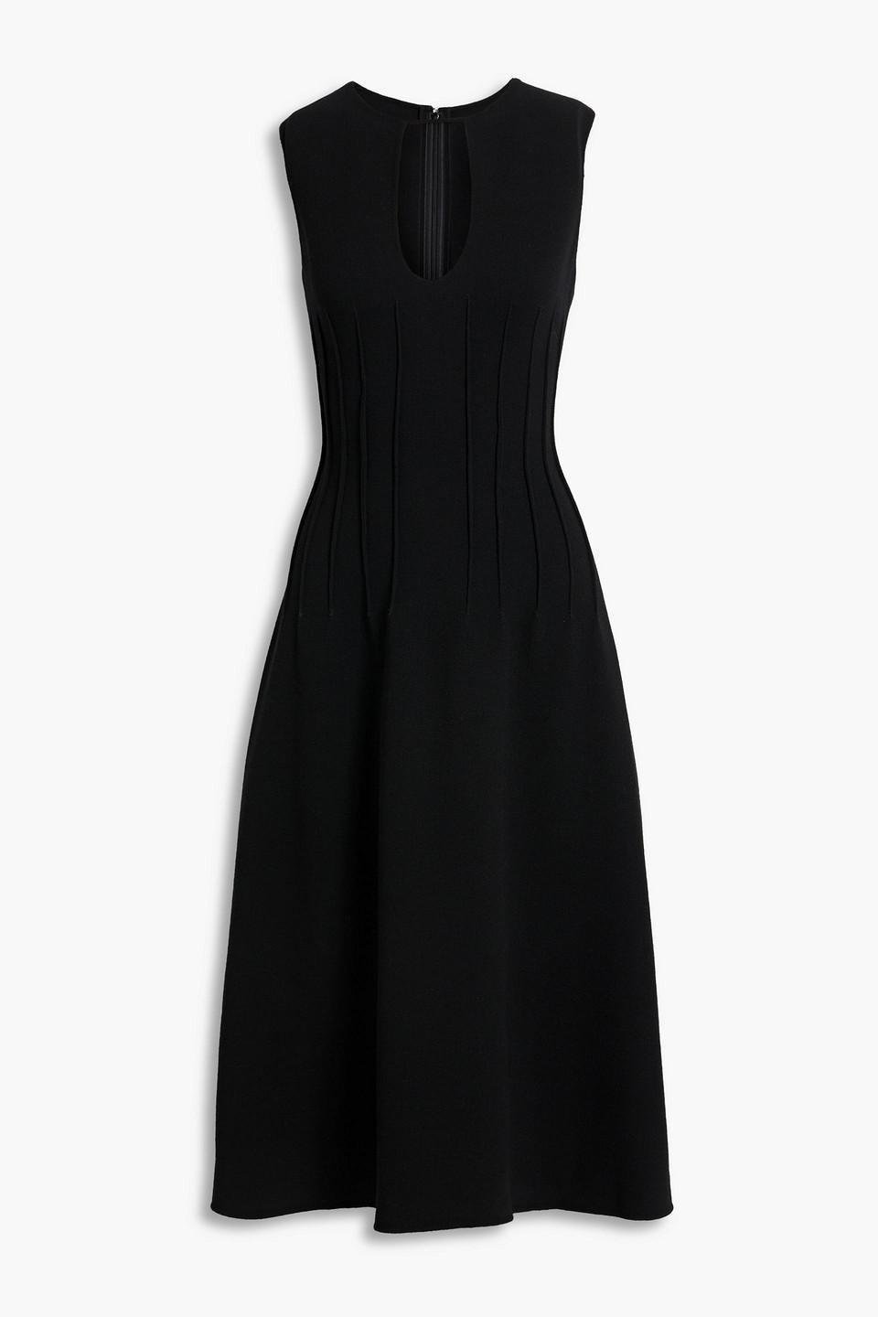 Cutout Wool-blend Crepe Midi Dress In Black Product Image