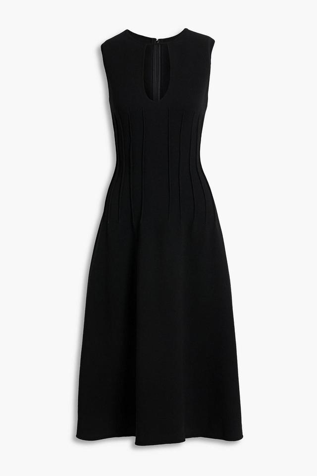 Cutout Wool-blend Crepe Midi Dress In Black Product Image