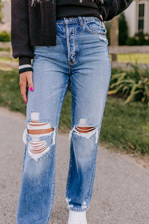 The Casey High Waist Distressed Straight Jean Product Image