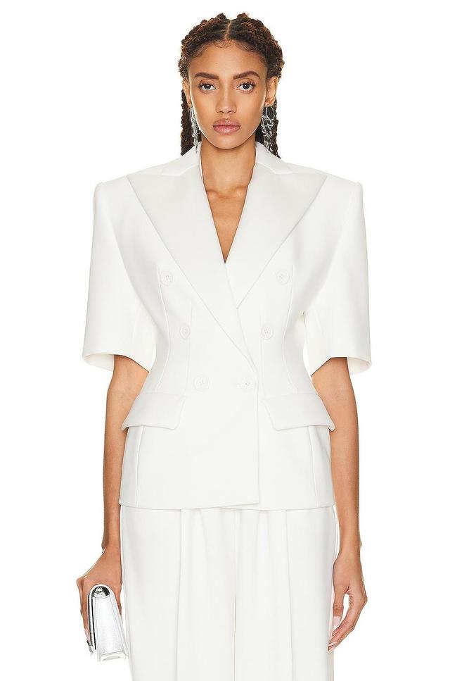 Alexandre Vauthier Couture Edit Smocking Jacket in White Product Image