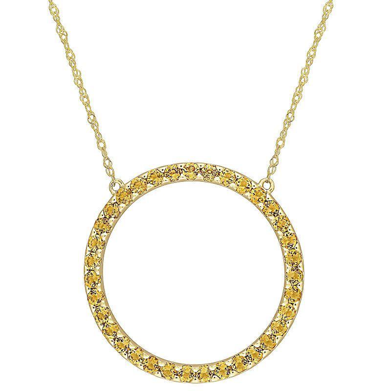 Stella Grace 10k Gold Citrine Circle Pendant Necklace, Womens Product Image